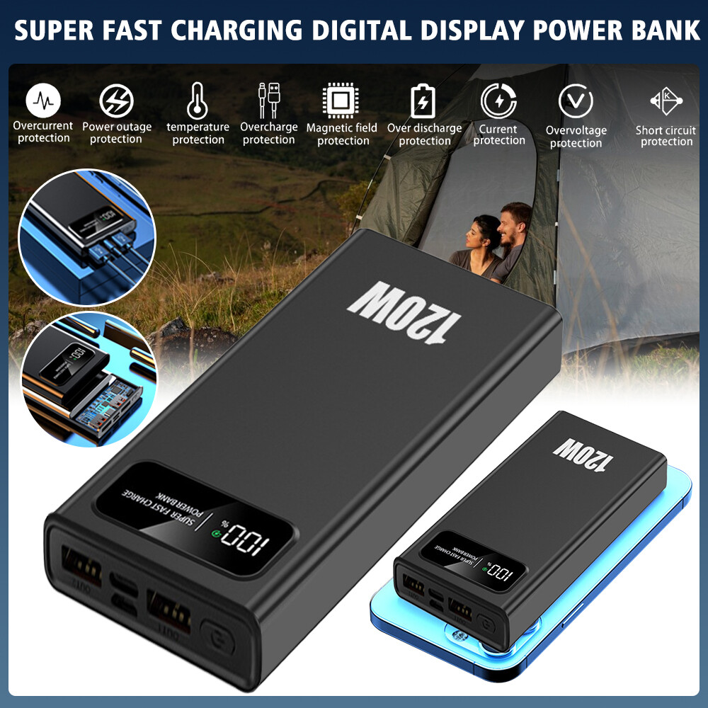 50,000mAh 120W Fast Charging Power Bank with LCD Display - Portable High-Capacity External Battery