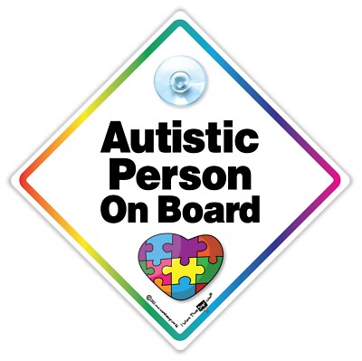Autist Person an Bord Autoschild, Saugnapf AUTISMUS Schild, Autismus Autoschild