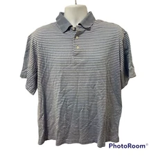 Daniel Cremieux Signature Collection Mens Blue Striped Polo Shirt Sz L