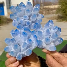 2.34LB New find sky blue phantom quartz crystal cluster mineral sample