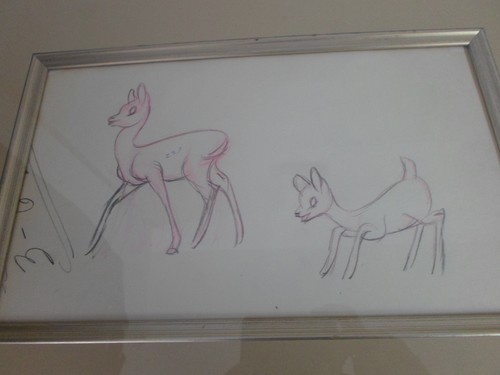 Original 1937 Walt Disney Snow White Pre Cel Deer & Fawn Graphite Framed Drawing - Picture 2 of 5