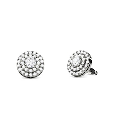 0.80 Ct Round Cut Lab Created EF VS/SI Diamond Halo Stud Earrings 14k White Gold