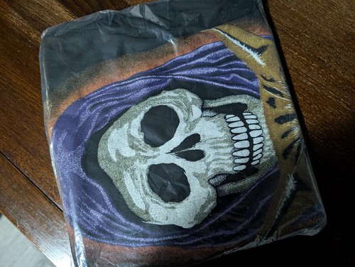 Men's Vintage T-shirt Vest Grim Reaper & Wild Cat DEADSTOCK Size Large Black - Picture 20 of 23