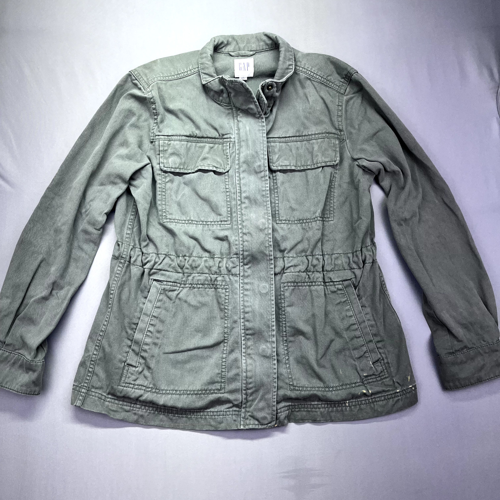Gap Core Utility Jacket Women’s Size M Beach Military Side Cinch Pockets Green
