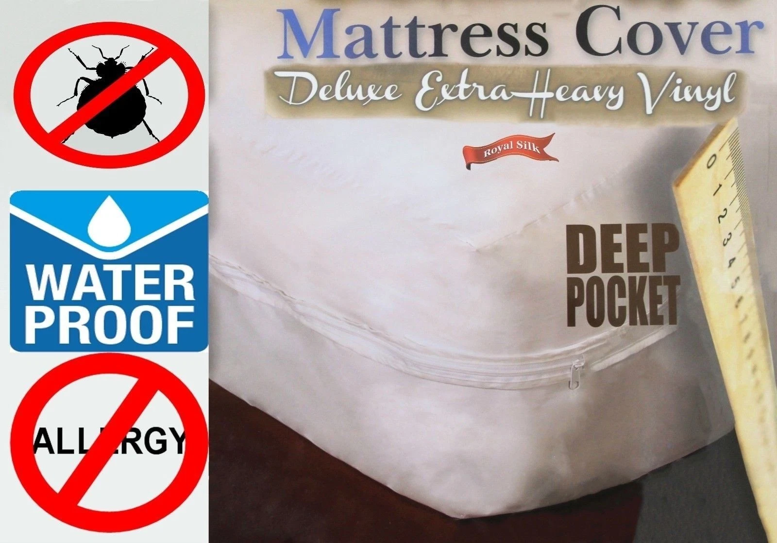 Royal Silk™ Heavy Vinyl Zippered Mattress Cover 100% Waterproof & Bed-Bug Proof
Opens in a new windo