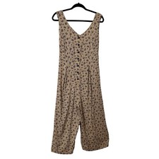 Vintage Size Medium Yellow Floral Grunge Sleeveless Cropped Pants Jumpsuit