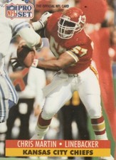 FREE SHIPPING-MINT-1991 Pro Set Chris Martin #534 CHIEFS PLUS BONUS CARDS