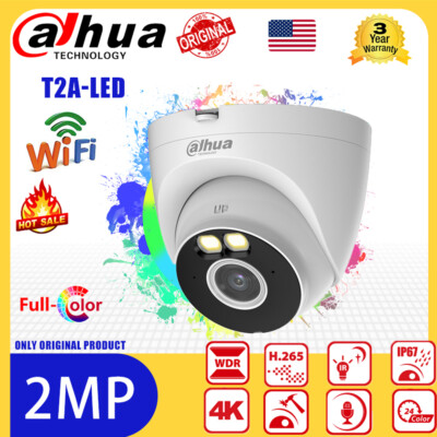 Dahua Full-Color 2MP Fixed-focal Wi-Fi Bullet IP Camera T2A-LED Human Detection