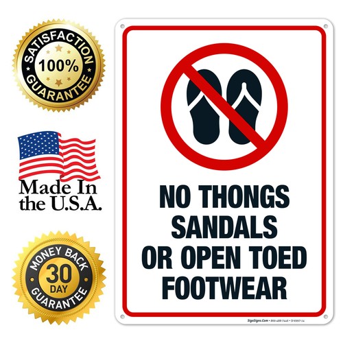 No Thongs Sandals Or Open Toed Footwear Sign, - Picture 9 of 87