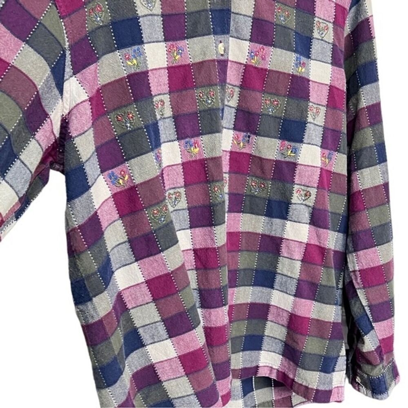 Vintage Patchwork Embroidered Button Down Shirt F… - image 4