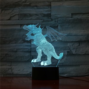 dinosaur 3d night light touch table desk lamp