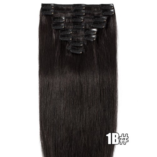 8pcs Clip In 100% Real Remy Human Hair Extensions Ombre Full Head Long Highlight - Picture 20 of 31