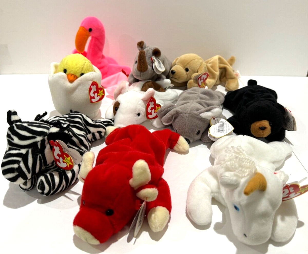 Lot of 10 Original Ty Beanie Babies MIX NMWT VTG 1994 thru 1998