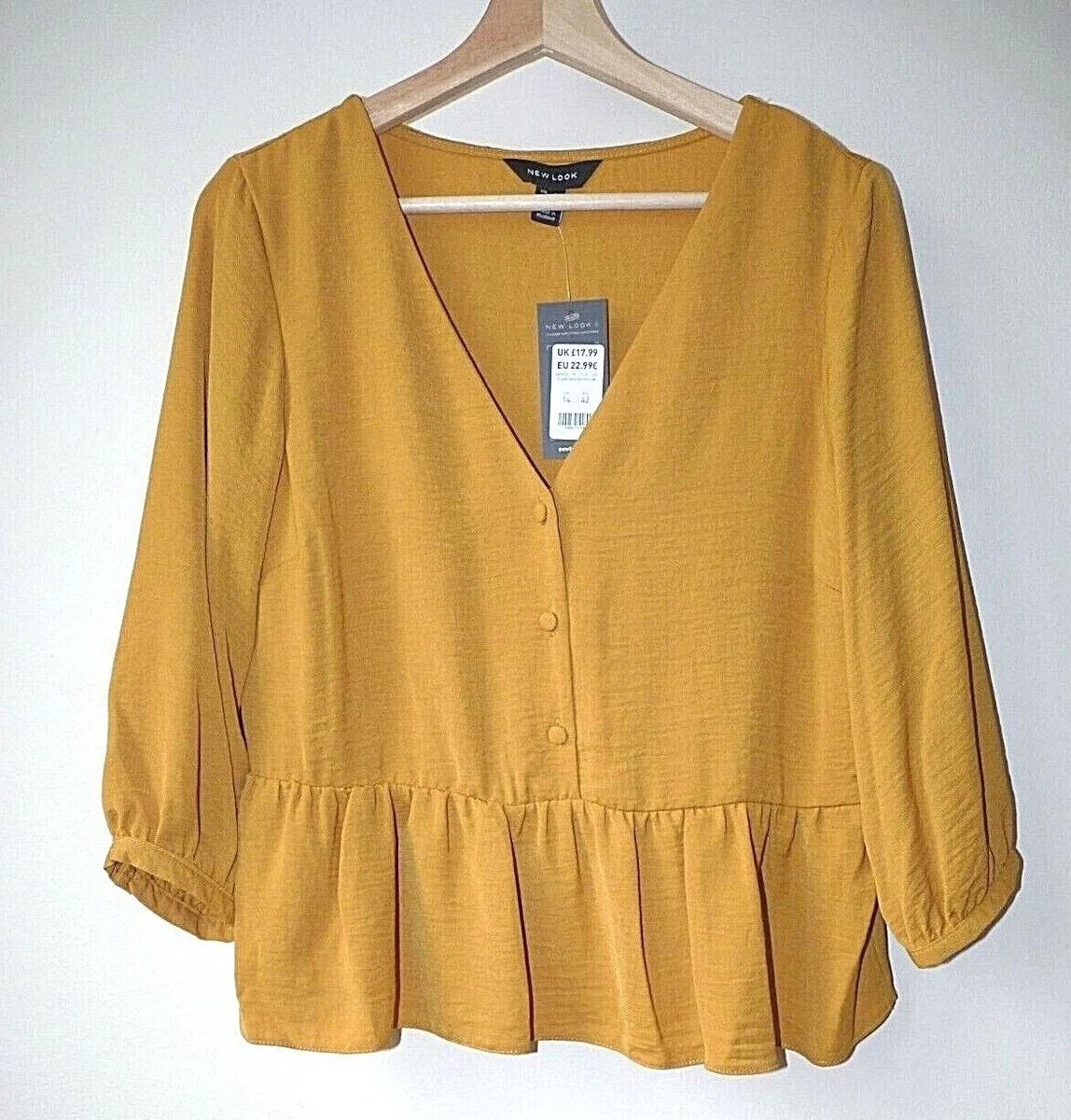 Mustard yellow peplum best sale top