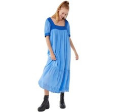 URBAN OUTFITTERS Blue Mumu Puff Short Sleeve Square Neck Maxi Dress Size XS