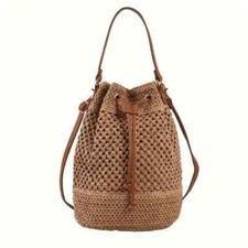 BOHO BEACH WOVEN STRAW RATTAN BAG HANDBAG TOTE SHOULDER STRAP handmade NEW