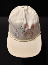 Vintage White Government Politics Braid Hat Adjustable Donkey Elephant Otto