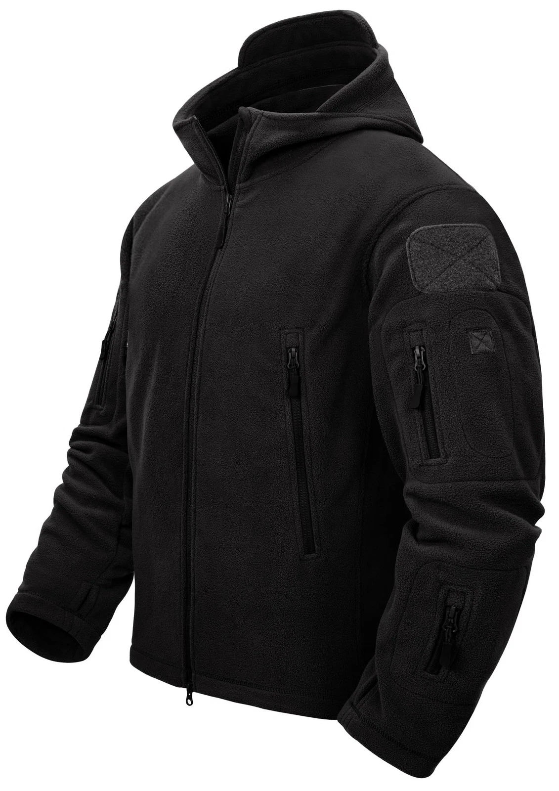 TACVASEN Men s Fleece Jacket Windproof with Hood Black M