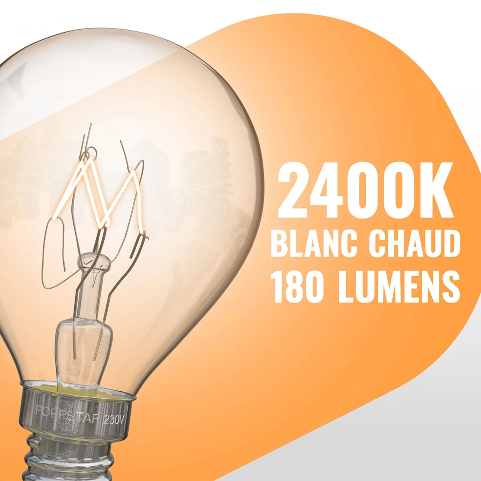 Poppstar 4x Ampoule de Four E14 25W Résistante à 300 °C 2400K blanc chaud 180lm - Photo 4/4