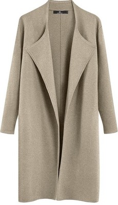 LILLUSORY Women s Long Knit Sweater Jacket, Layering, Trendy Dressy Lt Tan  SZ S