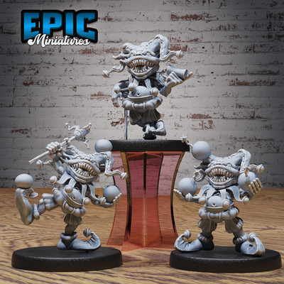 D&D Miniature - Goblin Clown Set - 3D Model Print DnD RPG Figur 3 Figuren