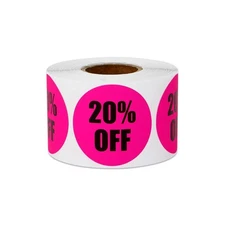 20% Off Stickers 1.5" Round Fluorescent Pink 300P Discount Sale Retail Labels