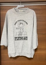 Snoopy print 3/4 sleeve tops gray