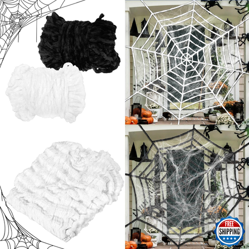 MAQIHAN Halloween Spinnennetz – 1200 M² Gruselige Dekoration Mit 40 Kunstspinnen (dehnbar, Für Innen & Außen)