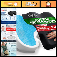 Premium Gel Memory Foam Seat Cushion for Office, Car Sciatica Relief - Black