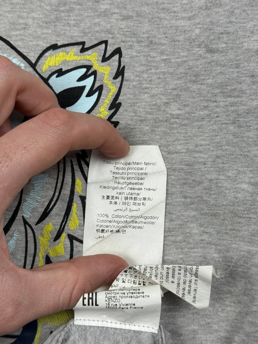Kenzo Graphic Tiger Head Short Sleeve T-Shirt Men Size S Gray | eBay