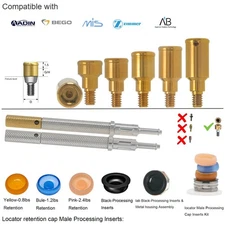 US Zimmer Adin Mis Bego Overdenture locator Abutments &Male Caps Tools For 1-5mm