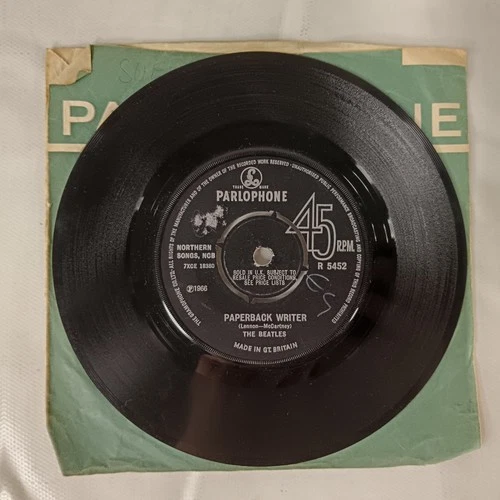 The Beatles Paperback Writer & Rain 7 Inch Vinyl Record 1966 45RPM - Preloved