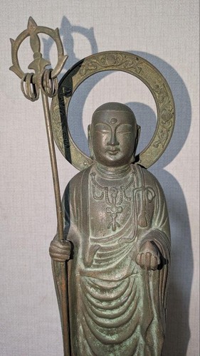 Antigua estatua japonesa de bronce Jizo Bodhisattva Buda Era Meiji H17" - Imagen 6 de 9