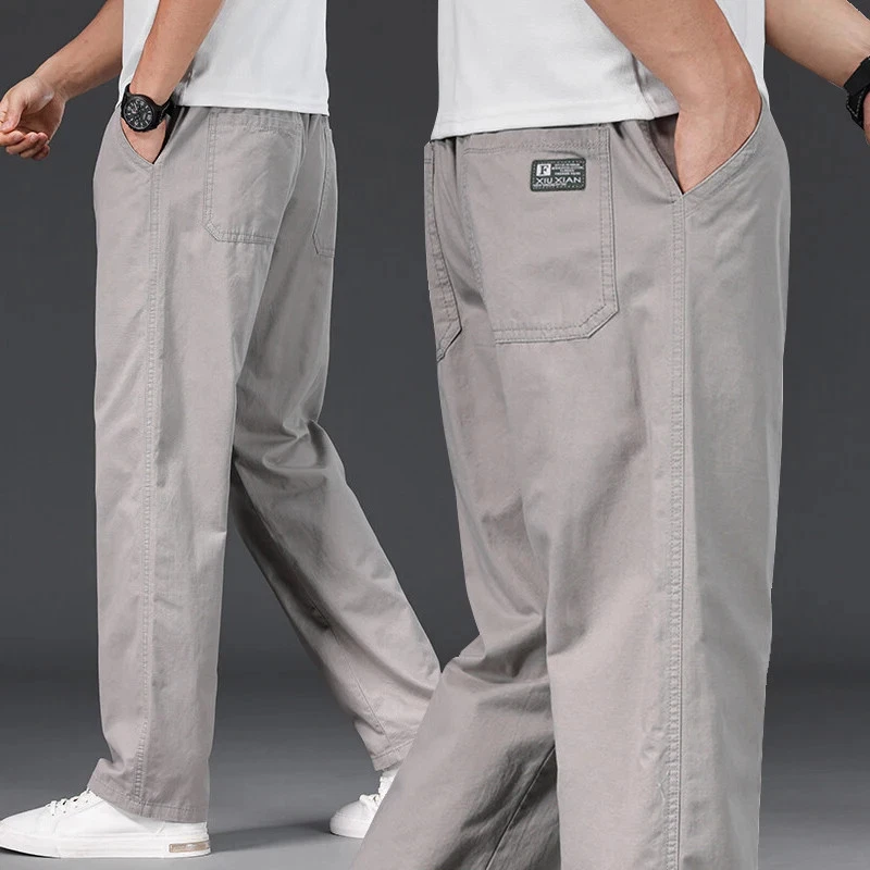 Mens Elastic Waist Trousers Relaxed Fit Cotton Casual Summer Pants Loose
Opens in a new window or ta