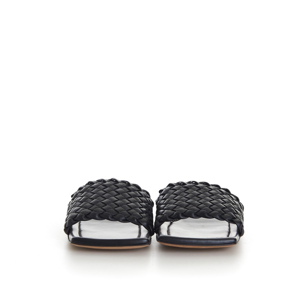 BOTTEGA VENETA 855$ Slide Sandals - Squared Toe, Flat Black 