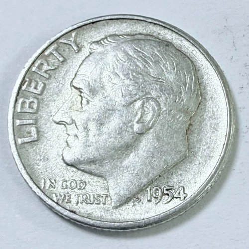 1954 Roosevelt 10c Dime 90% Silver Circulated Coin #7805