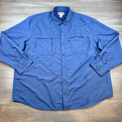 Duluth Trading Cool Plus Action Long Sleeve Button Down Shirt Men's 3XL Blue