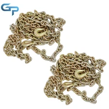 2 Pcs Tie Down Binder Chain Flatbed Truck Trailer Safety 3/8"×20' G70 Tow Chain