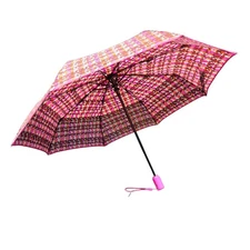 Vera Bradley Compact Umbrella Pink Houndstooth Pattern Automatic Release