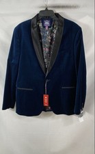 The Savile Row Company Men's Dalston Navy Blue Velvet Blazer Jacket NWT Sz 44R