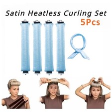 5x Blue Heatless Hair Curler Overnight Curl Roller Blowout Curling Rods Headband