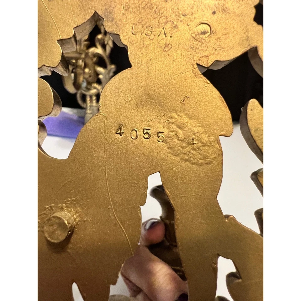 Vintage Gold Ornate Floral Wall Sconce Candle Holders Pair Hollywood Regency - Image 4 of 4