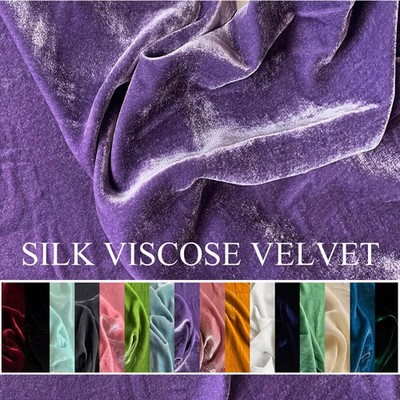 55'' Wide Silk Velvet Fabric Elegant Evening Gowns Material Velour Silk Viscose 