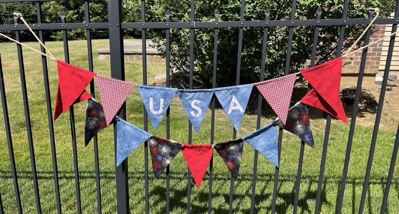 USA Patriotic Fabric Bunting Garland Banner, Multicolor July 4th