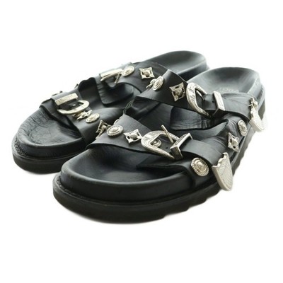 TOGA VIRILIS Men's Sandals 42 Black Leather Casual Shoes Pre-Owned