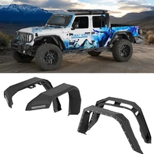 RUGGED OFFROAD FRONT REAR FENDER FLARES W/LED LIGHT FIT JEEP GLADIATOR JT 20-25