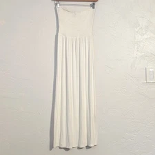 White Strapless Stretchy Comfy Bachelorette Beach Pool Vacation White Maxi Dress