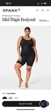 SPANX Women's Sz 1X OnCore Mid-Thigh Bodysuit Body Sculpt PS1715 Black NWT