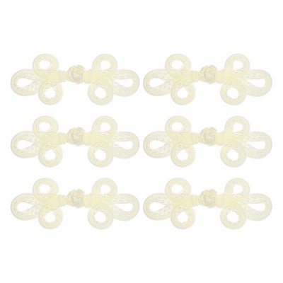 6Pair Chinese Knots Frog Buttons Closure Beige Sewing Buttons Fasteners