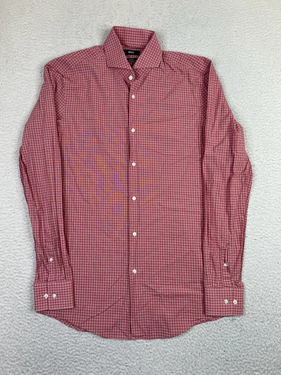 open lace back dress BOSS by HUGO BOSS Size L Red & White Gingham Long Sleeve Shirt – Sui  Generis Designer Consignment
